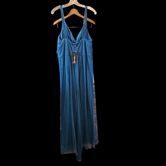 Ever Pretty Floor Length V Neck Tulle Dress In Teal  Size 0XL NWT MSRP $79.99 - Picture 4 of 11